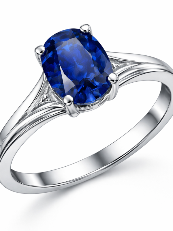 Silberring mit natürlichem blauem Saphir 