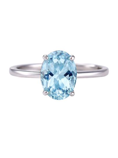 Silberring mit natürlichem Aquamarin 