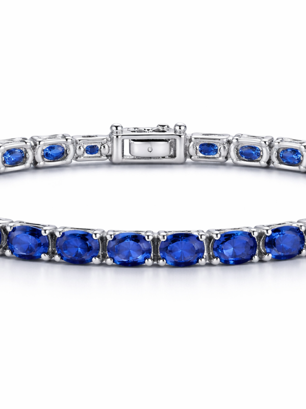 Armband aus echtem blauem Saphir und Silber 
