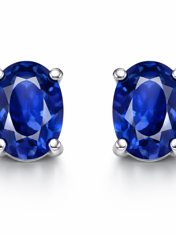 Ohrringe aus echtem blauem Saphir in Silber 